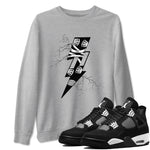 AJ4 White Thunder shirts to match jordans Thunder Kick sneaker match tees Air Jordan 4 White Thunder SNRT Sneaker Tees streetwear brand Heather Grey 1 unisex cotton tee