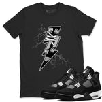 AJ4 White Thunder shirts to match jordans Thunder Kick sneaker match tees Air Jordan 4 White Thunder SNRT Sneaker Tees streetwear brand Black 1 unisex cotton tee