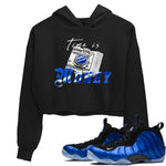 Air Foamposite One Royal shirts to match jordans Time Is Money sneaker match tees Air Foamposite One Royal SNRT Sneaker Release Tees unisex cotton Black 1 Crop Shirts