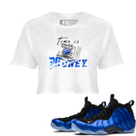 Air Foamposite One Royal shirts to match jordans Time Is Money sneaker match tees Air Foamposite One Royal SNRT Sneaker Release Tees unisex cotton White 1 Crop Shirts