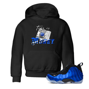 Air Foamposite One Royal shirts to match jordans Time Is Money sneaker match tees Air Foamposite One Royal SNRT Sneaker Release Tees Youth Baby Black 1 crew neck shirts