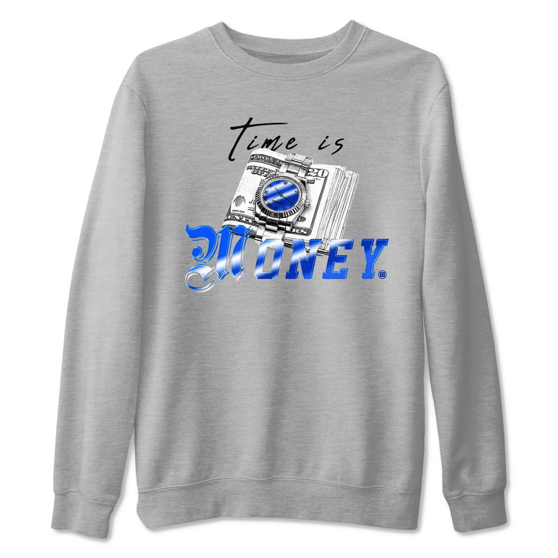 Air Foamposite One Royal shirts to match jordans Time Is Money sneaker match tees Air Foamposite One Royal SNRT Sneaker Release Tees unisex cotton Heather Grey 2 crew neck shirts