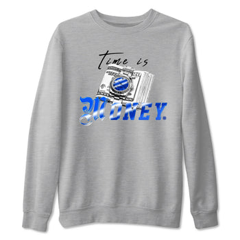 Air Foamposite One Royal shirts to match jordans Time Is Money sneaker match tees Air Foamposite One Royal SNRT Sneaker Release Tees unisex cotton Heather Grey 2 crew neck shirts