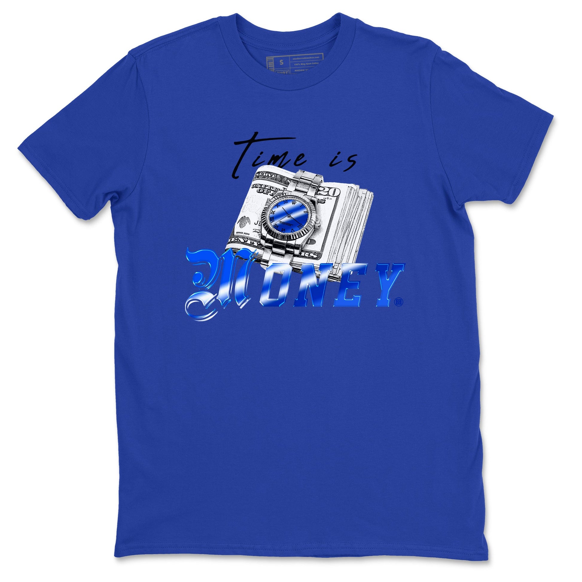 Air Foamposite One Royal shirts to match jordans Time Is Money sneaker match tees Air Foamposite One Royal SNRT Sneaker Release Tees unisex cotton Royal Blue 2 crew neck shirts
