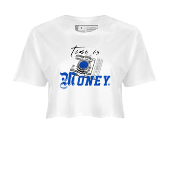 1s Game Royal shirts to match jordans Time Is Money sneaker match tees Air Jordan 1 Retro Low OG Game Royal match shoes to clothes SNRT Sneaker Tees unisex cotton White 2 crop tee