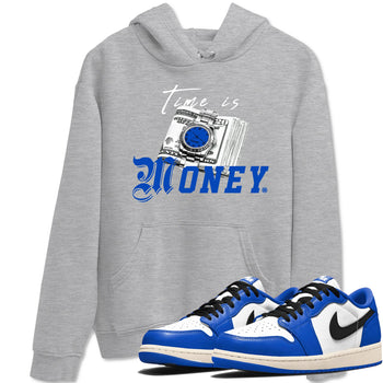 1s Game Royal shirts to match jordans Time Is Money sneaker match tees Air Jordan 1 Retro Low OG Game Royal match shoes to clothes SNRT Sneaker Tees unisex cotton Heather Grey 1 shirts