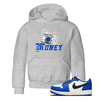 1s Game Royal shirts to match jordans Time Is Money sneaker match tees Air Jordan 1 Retro Low OG Game Royal match shoes to clothes SNRT Sneaker Tees Youth Baby Heather Grey 1 tee
