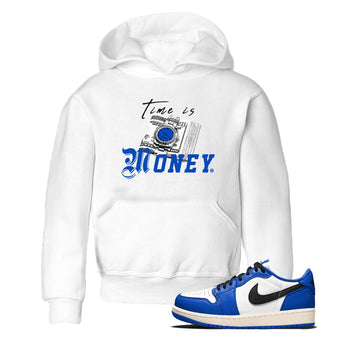1s Game Royal shirts to match jordans Time Is Money sneaker match tees Air Jordan 1 Retro Low OG Game Royal match shoes to clothes SNRT Sneaker Tees Youth Baby White 1 tee