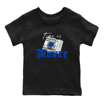 1s Game Royal shirts to match jordans Time Is Money sneaker match tees Air Jordan 1 Retro Low OG Game Royal match shoes to clothes SNRT Sneaker Tees Youth Baby Black 2 tee