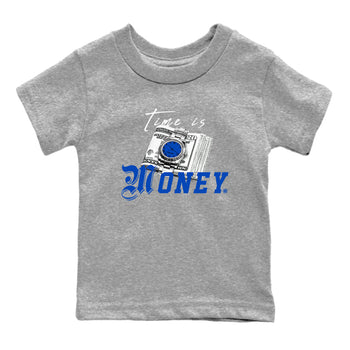 1s Game Royal shirts to match jordans Time Is Money sneaker match tees Air Jordan 1 Retro Low OG Game Royal match shoes to clothes SNRT Sneaker Tees Youth Baby Heather Grey 2 tee