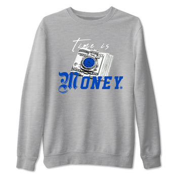 1s Game Royal shirts to match jordans Time Is Money sneaker match tees Air Jordan 1 Retro Low OG Game Royal match shoes to clothes SNRT Sneaker Tees unisex cotton Heather Grey 2 shirts
