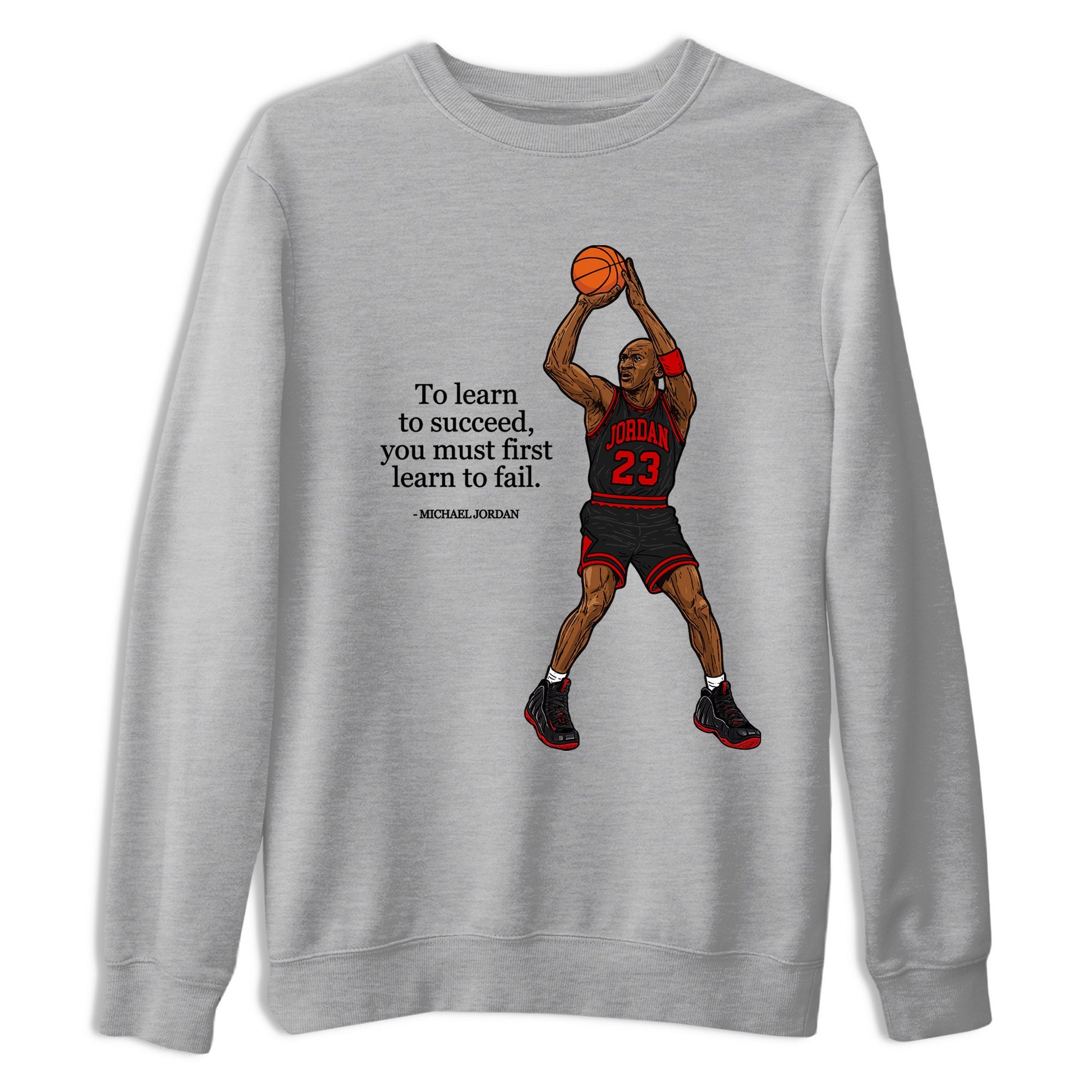 Sneaker match tees – Sneaker Tees To Match Air Foamposite Cough Drop Shoes – To Learn To Succeed You Must First Learn To Fail Tee Heather Grey 2
