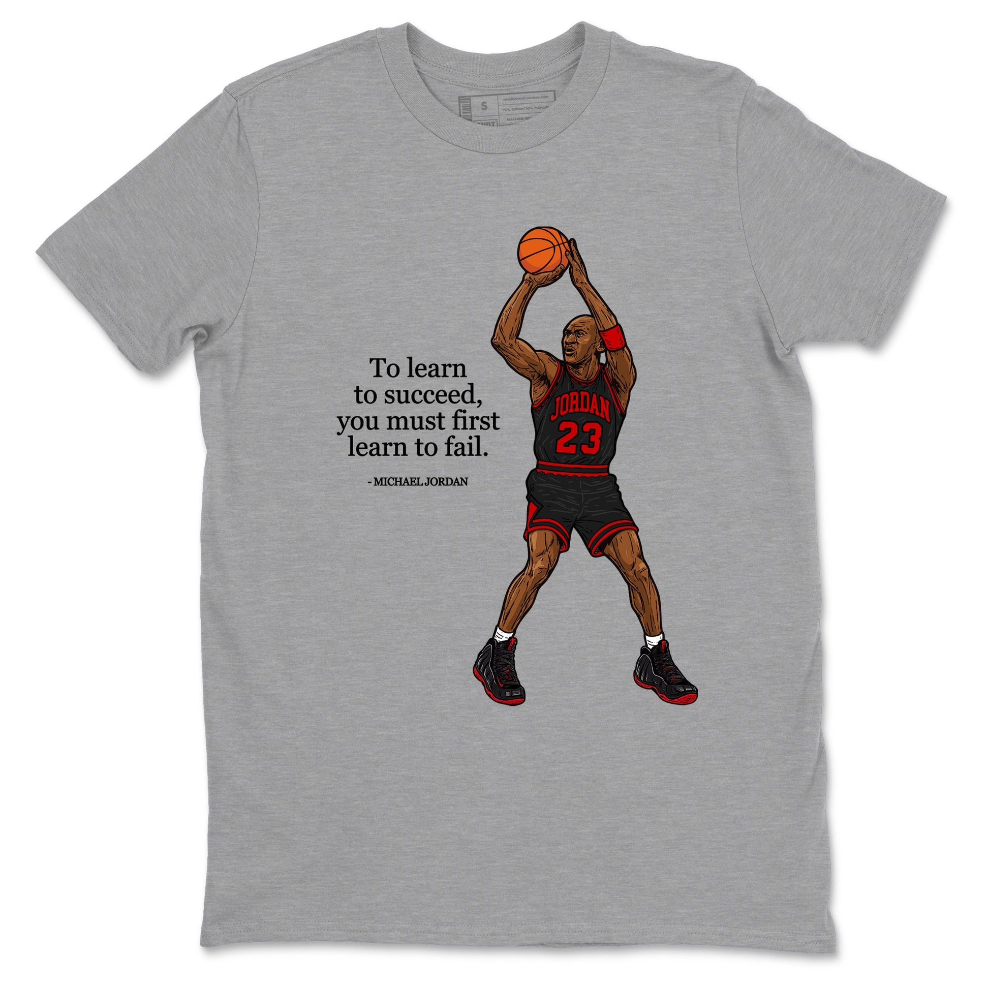 Sneaker match tees – Sneaker Tees To Match Air Foamposite Cough Drop Shoes – To Learn To Succeed You Must First Learn To Fail Tee Heather Grey 2