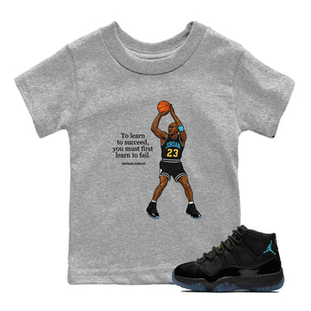 Sneaker Threads – Sneaker Tees To Match Air Jordan 11 Retro Gamma – To Learn To Succeed You Must First Learn To Fail Youth Graphic Tee Heather Grey 1. Perfect for Jordan releases 2025 colorways.