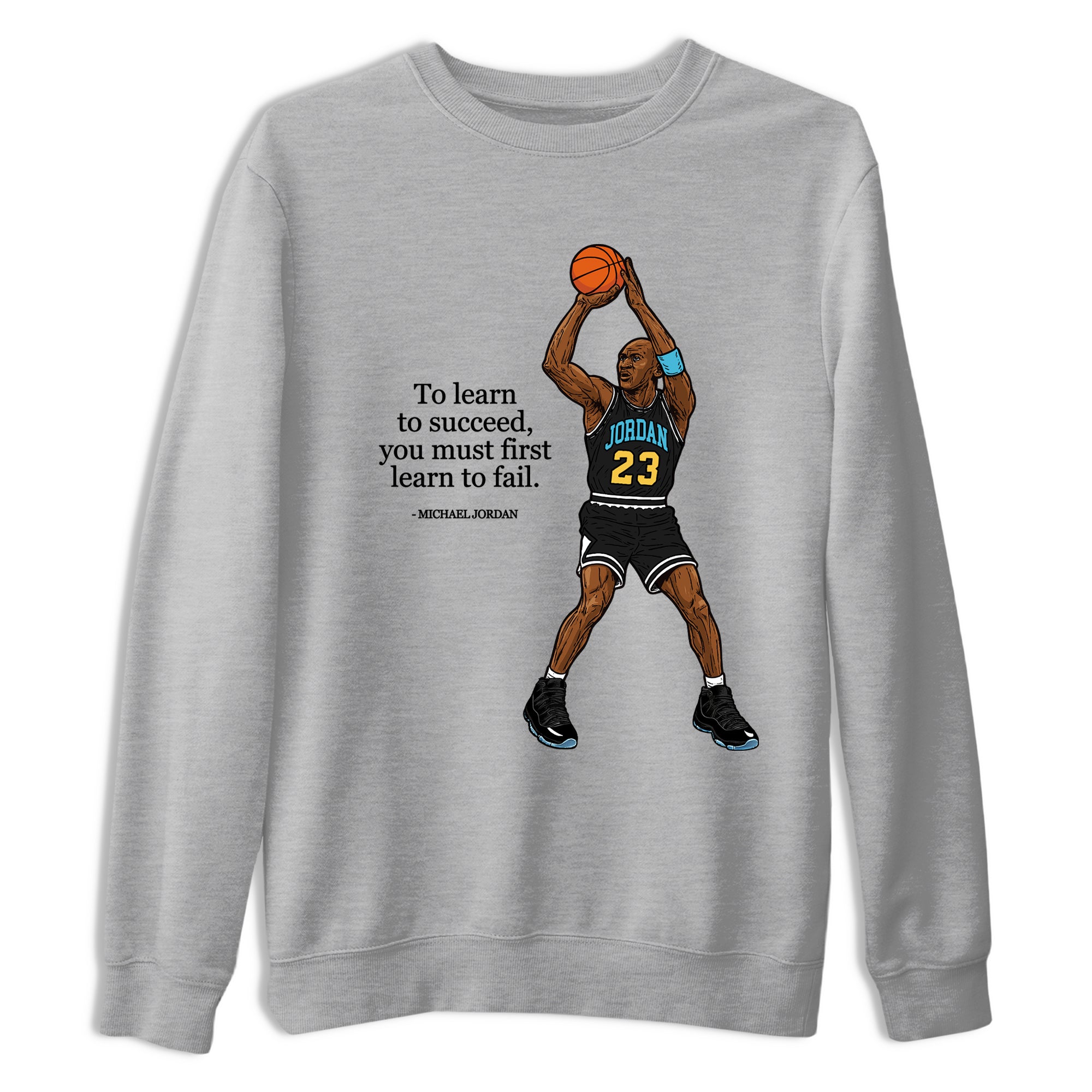 Sneaker Threads – Sneaker Tees To Match Air Jordan 11 Retro Gamma – To Learn To Succeed You Must First Learn To Fail Graphic Tee Heather Grey 2. Perfect for Jordan releases 2025 colorways.