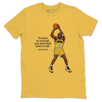 Michael Jordan Quotes To Learn To Succeed You Must First Learn To Fail sneaker match t-shirt styled to complete your fit with the Air Jordan 5 Tokyo sneakers, shown in Daisy 2.