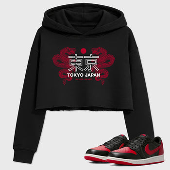 Sneaker match tees – Sneaker Tees To Match Air Jordan 1 Banned Shoes – Tokyo Dragons Crop T-Shirt Black 1