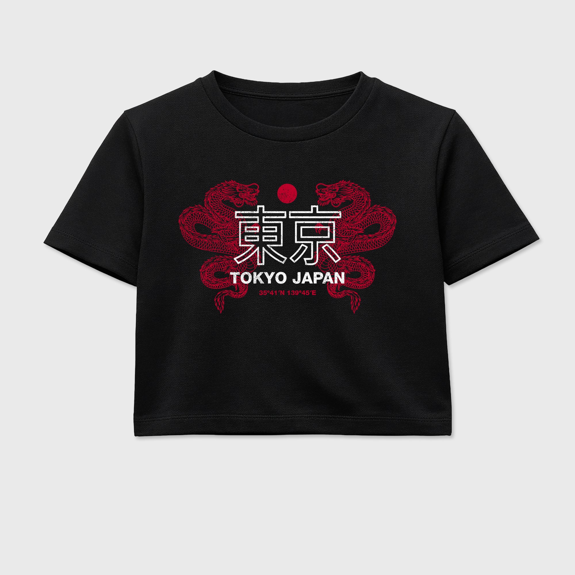 Sneaker match tees – Sneaker Tees To Match Air Jordan 1 Banned Shoes – Tokyo Dragons Crop T-Shirt Black 2