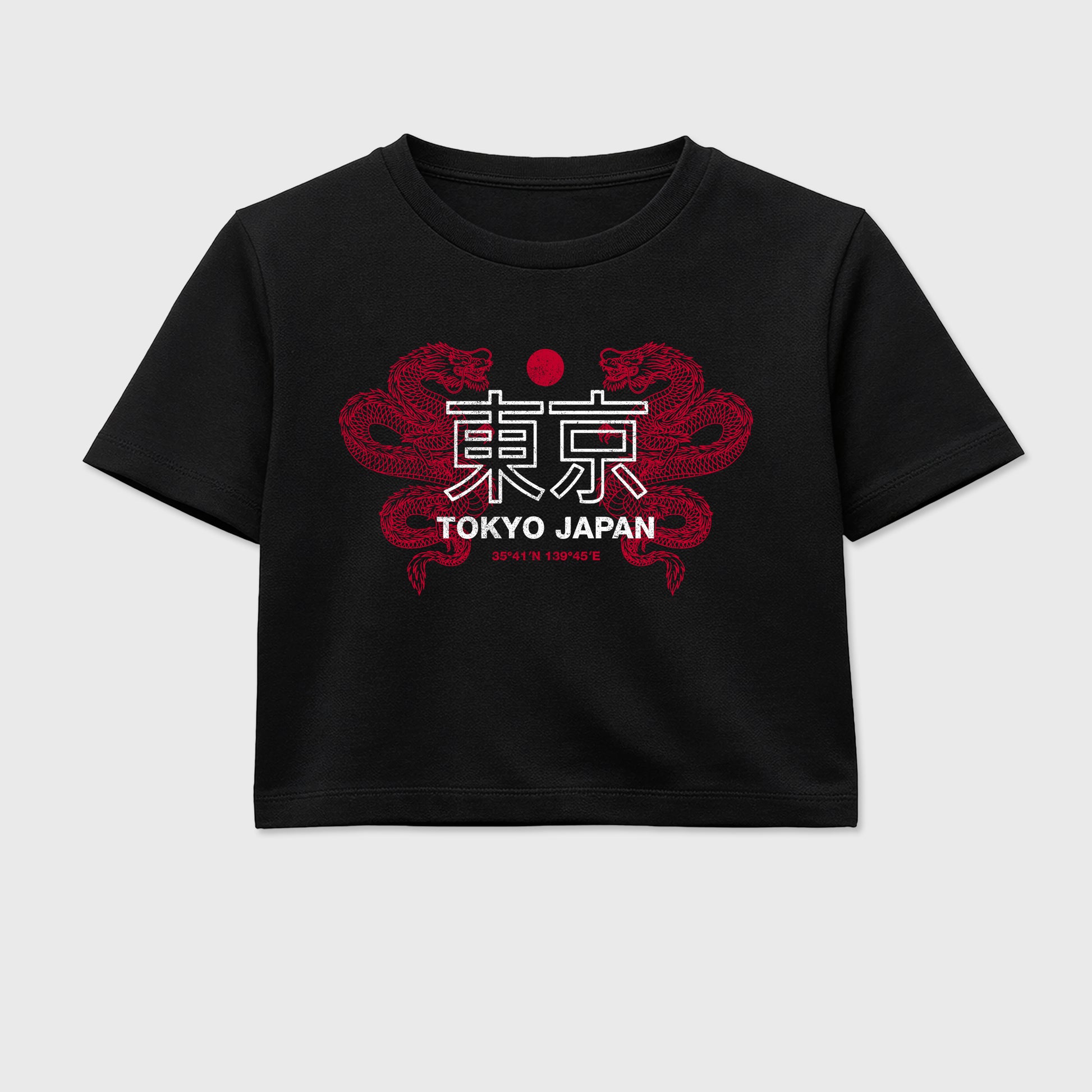Sneaker match tees – Sneaker Tees To Match Air Jordan 1 Banned Shoes – Tokyo Dragons Crop T-Shirt Black 2