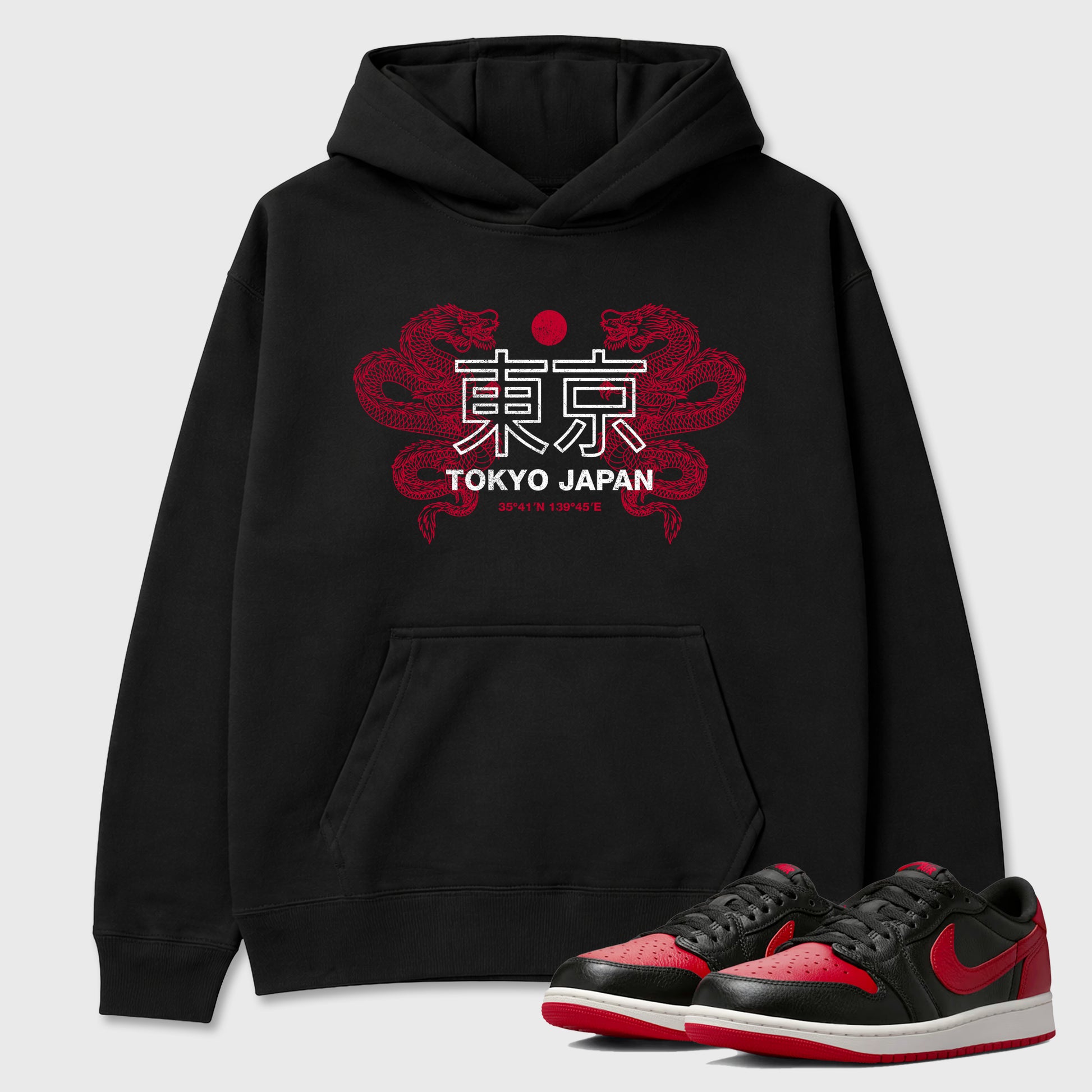 Sneaker match tees – Sneaker Tees To Match Air Jordan 1 Banned Shoes – Tokyo Dragons Tee Black 1