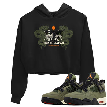 Sneaker match tees – Sneaker Tees To Match Undefeated inspired colorways Air Jordan 4 OG Olive Shoes  – Tokyo Dragons Crop T-Shirt Black 1