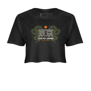 Sneaker match tees – Sneaker Tees To Match Undefeated inspired colorways Air Jordan 4 OG Olive Shoes  – Tokyo Dragons Crop T-Shirt Black 2