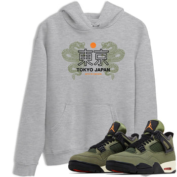 Sneaker match tees – Sneaker Tees To Match Undefeated inspired colorways Air Jordan 4 OG Olive Shoes  – Tokyo Dragons Tee Heather Grey 1