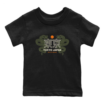 Sneaker match tees – Sneaker Tees To Match Undefeated inspired colorways Air Jordan 4 OG Olive Shoes  – Tokyo Dragons Kids T-Shirt Black 2