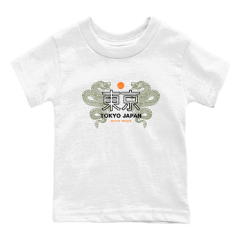 Sneaker match tees – Sneaker Tees To Match Undefeated inspired colorways Air Jordan 4 OG Olive Shoes  – Tokyo Dragons Kids T-Shirt White 2