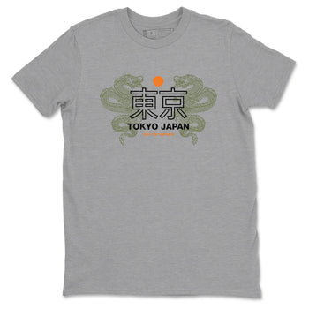 Sneaker match tees – Sneaker Tees To Match Undefeated inspired colorways Air Jordan 4 OG Olive Shoes  – Tokyo Dragons Tee Heather Grey 2