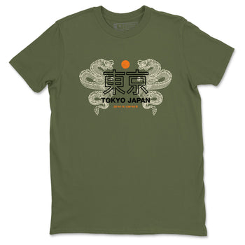 Sneaker match tees – Sneaker Tees To Match Undefeated inspired colorways Air Jordan 4 OG Olive Shoes  – Tokyo Dragons Tee Military Green 2