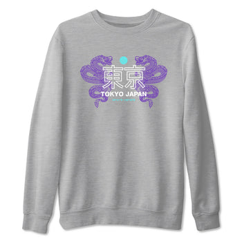 Tokyo Dragons sneaker match t-shirt styled to complete your fit with the Air Jordan 5 Grape sneakers, shown in Heather Grey 2.