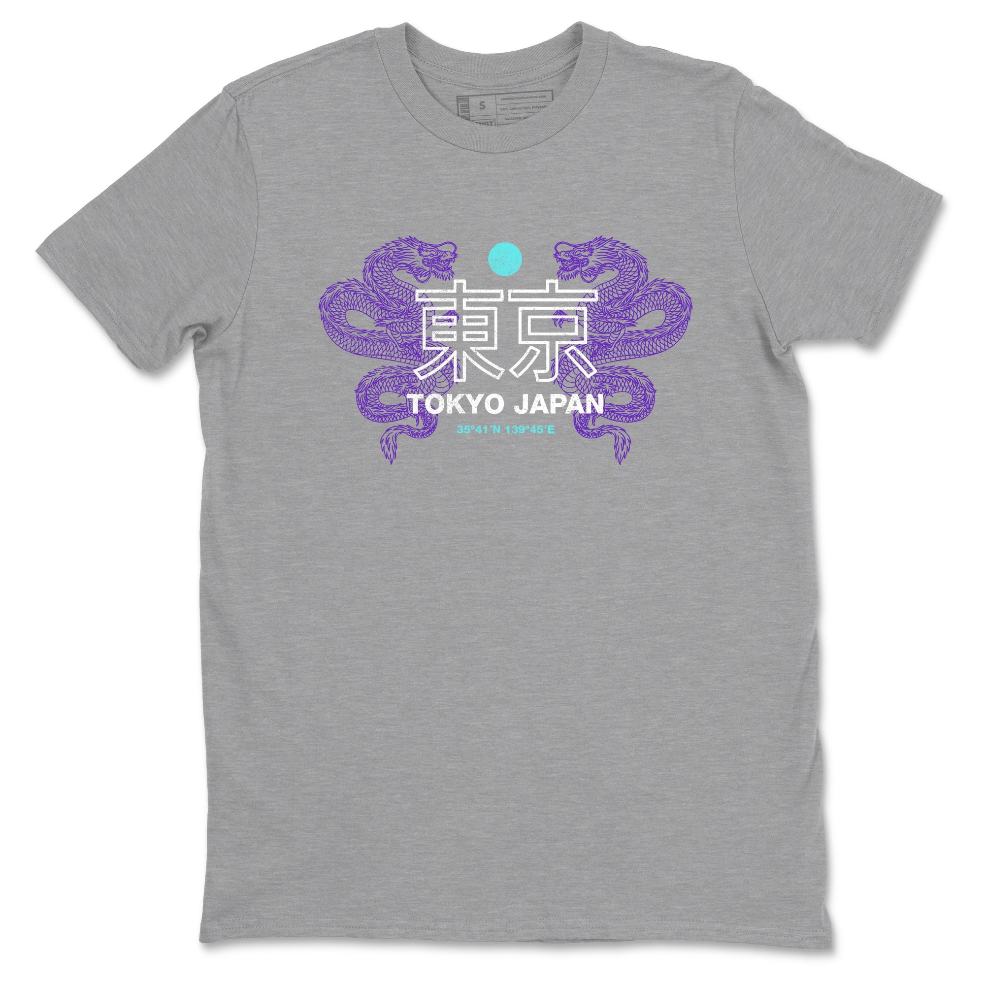 Tokyo Dragons sneaker match t-shirt styled to complete your fit with the Air Jordan 5 Grape sneakers, shown in Heather Grey 2.