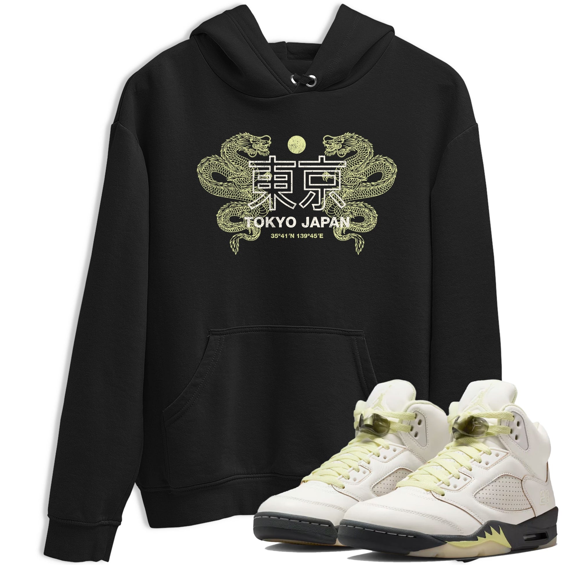 Sneaker match tees – Sneaker Tees To Match Air Jordan 5 Luminous Green Shoes – Tokyo Dragons Tee Black 1