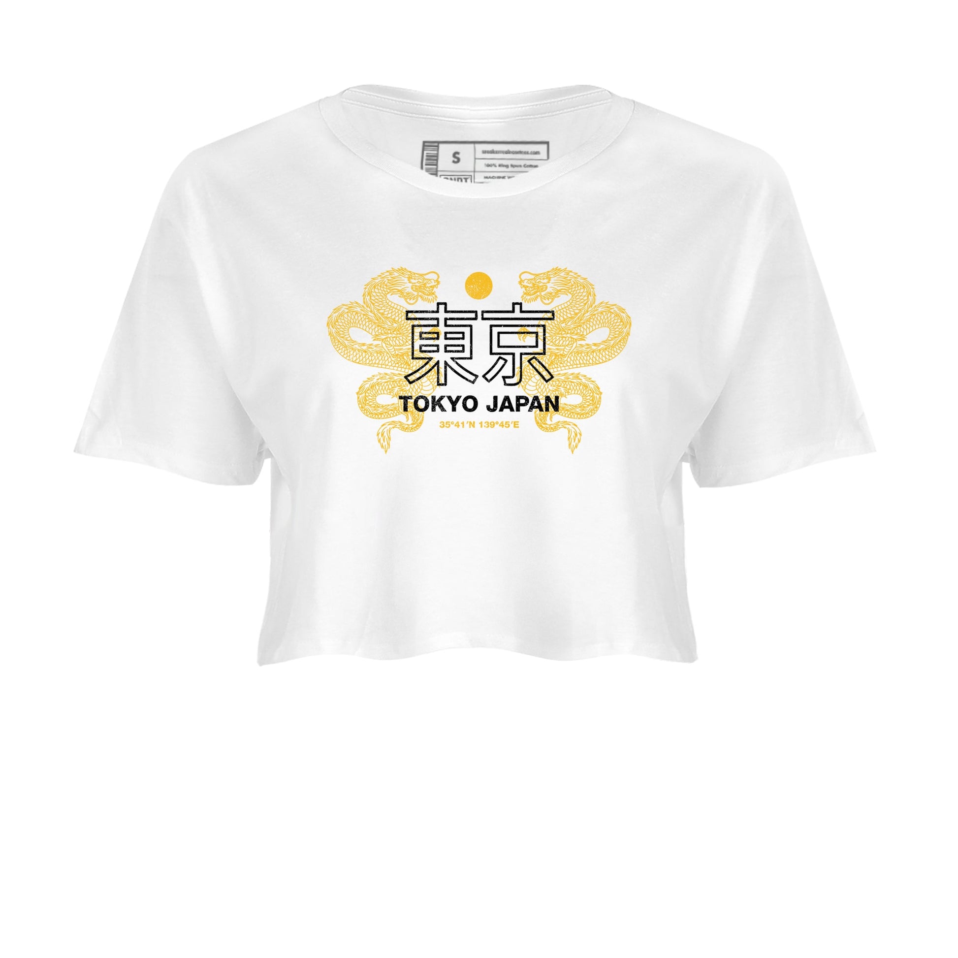 Tokyo Dragons womens crop tee made to vibe with the Air Jordan 5 Tokyo sneakers — the perfect match in White 2.