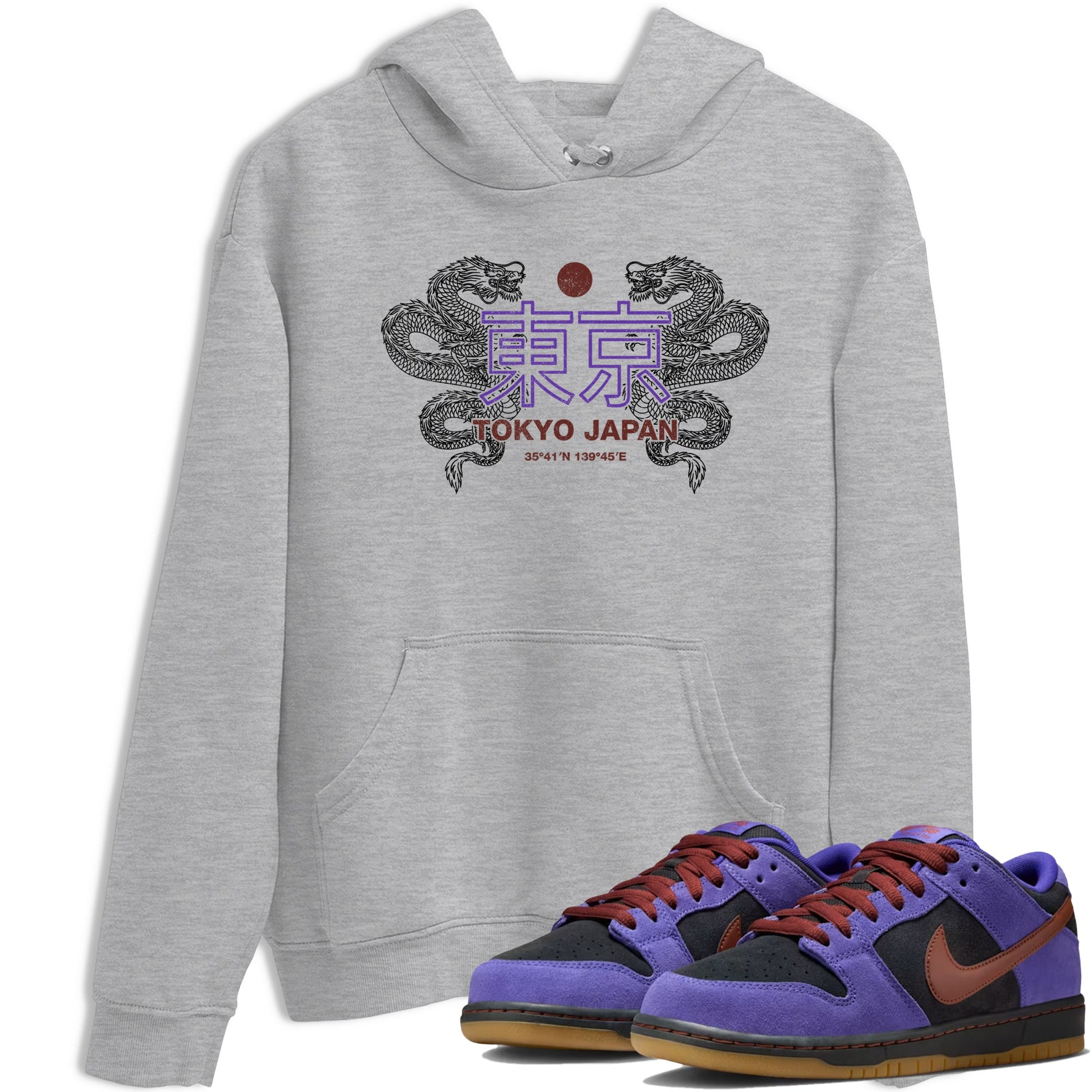 Sneaker match tees – Sneaker Threads To Match Dunk Low Persian Violet Shoes – Tokyo Dragons Tee Heather Grey 1