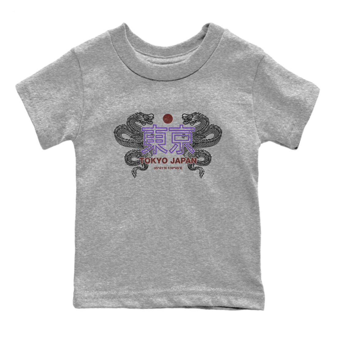 Sneaker match tees – Sneaker Threads To Match Dunk Low Persian Violet Shoes – Tokyo Dragons Kids T-Shirt Heather Grey 2