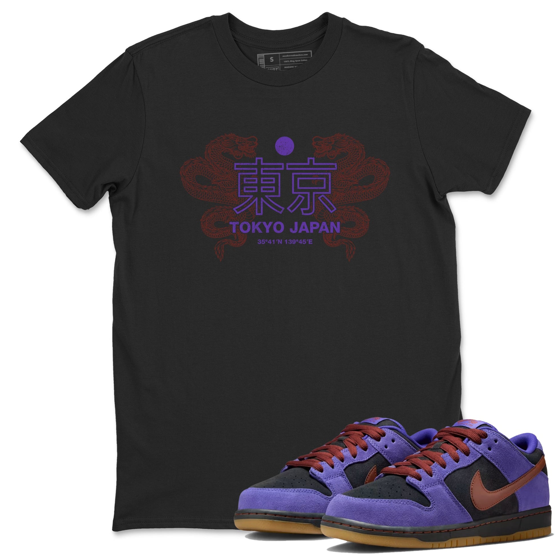 Sneaker match tees – Sneaker Threads To Match Dunk Low Persian Violet Shoes – Tokyo Dragons Tee Black 1