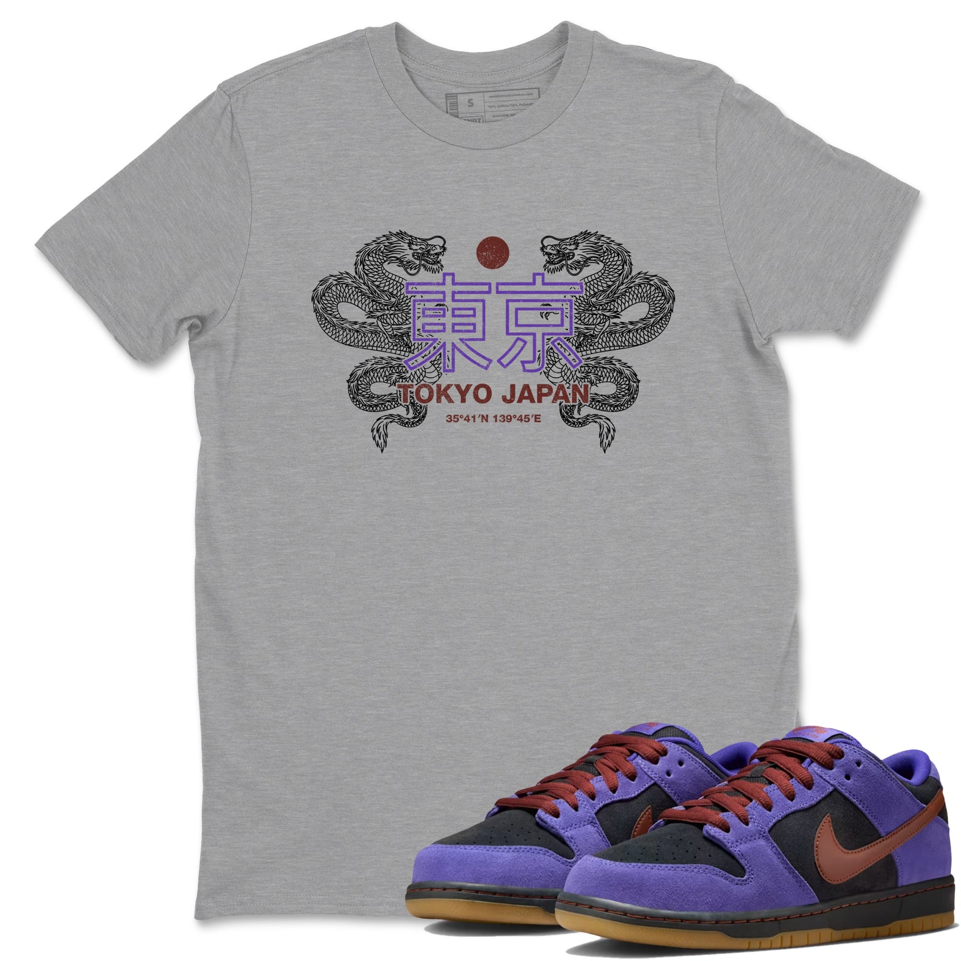 Sneaker match tees – Sneaker Threads To Match Dunk Low Persian Violet Shoes – Tokyo Dragons Tee Heather Grey 1