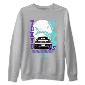 Tokyo Drift sneaker match t-shirt styled to complete your fit with the Air Jordan 5 Grape sneakers, shown in Heather Grey 2.