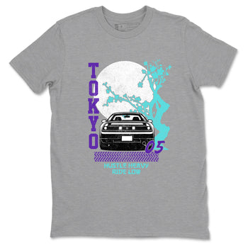 Tokyo Drift sneaker match t-shirt styled to complete your fit with the Air Jordan 5 Grape sneakers, shown in Heather Grey 2.
