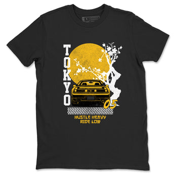 Tokyo Drift sneaker match t-shirt styled to complete your fit with the Air Jordan 5 Tokyo sneakers, shown in Black 2.