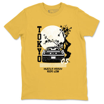 Tokyo Drift sneaker match t-shirt styled to complete your fit with the Air Jordan 5 Tokyo sneakers, shown in Daisy 2.
