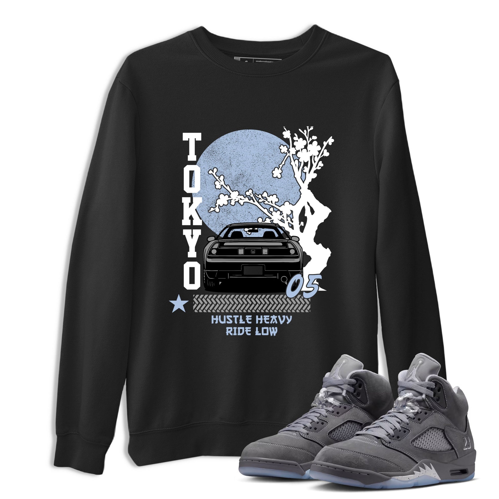 Sneakerfit for Sneakerheads – Sneaker Tees To Match Air Jordan 5 Wolf Grey Sneakers – Tokyo Drift Tee Black 1