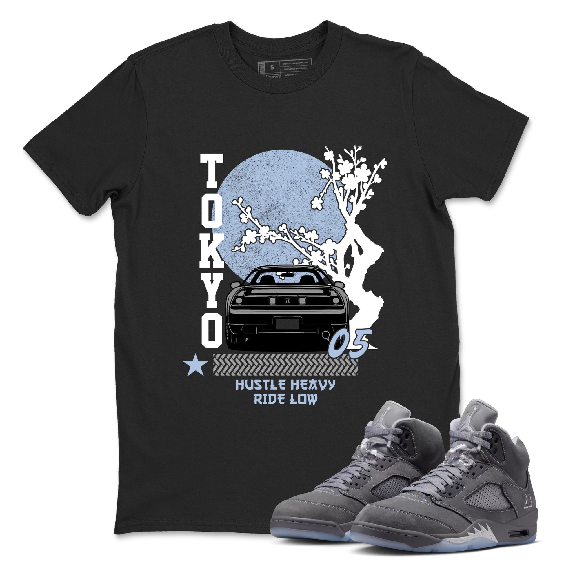 Sneakerfit for Sneakerheads – Sneaker Tees To Match Air Jordan 5 Wolf Grey Sneakers – Tokyo Drift Tee Black 1
