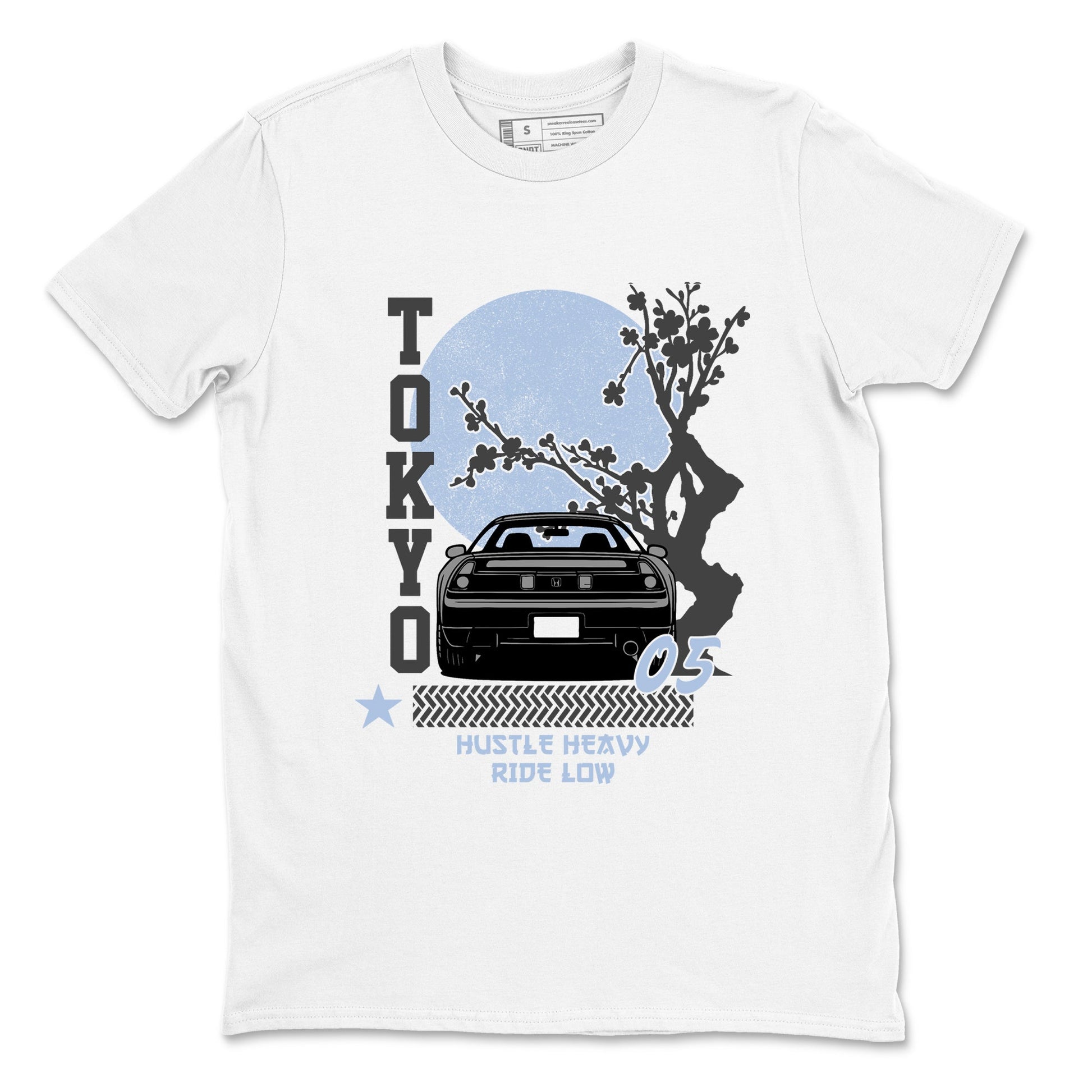 Sneakerfit for Sneakerheads – Sneaker Tees To Match Air Jordan 5 Wolf Grey Sneakers – Tokyo Drift Tee White 2