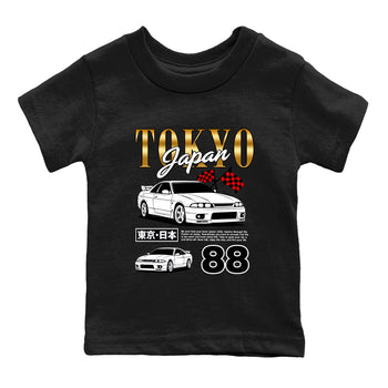 Sneaker match tees – Sneaker Tees To Match Air Jordan 12 Taxi Shoes – Tokyo Drift Mode Kids T-Shirt Black 2