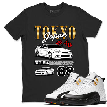 Sneaker match tees – Sneaker Tees To Match Air Jordan 12 Taxi Shoes – Tokyo Drift Mode Tee Black 1