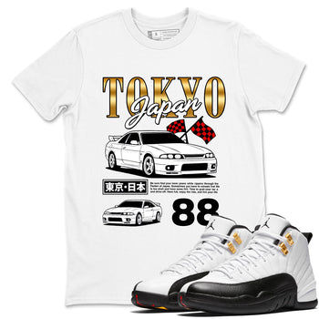Sneaker match tees – Sneaker Tees To Match Air Jordan 12 Taxi Shoes – Tokyo Drift Mode Tee White 1