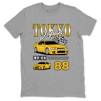 Tokyo Drift Mode sneaker match tees styled to complete your fit with the 5s Tokyo sneakers, shown in Heather Grey 2.